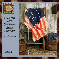 1776 Flag with Blueberries Rustic Pallet Art