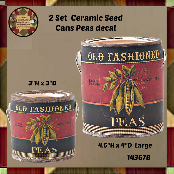 Set of 2 Ceramic Seed Cans with Pea Decal
