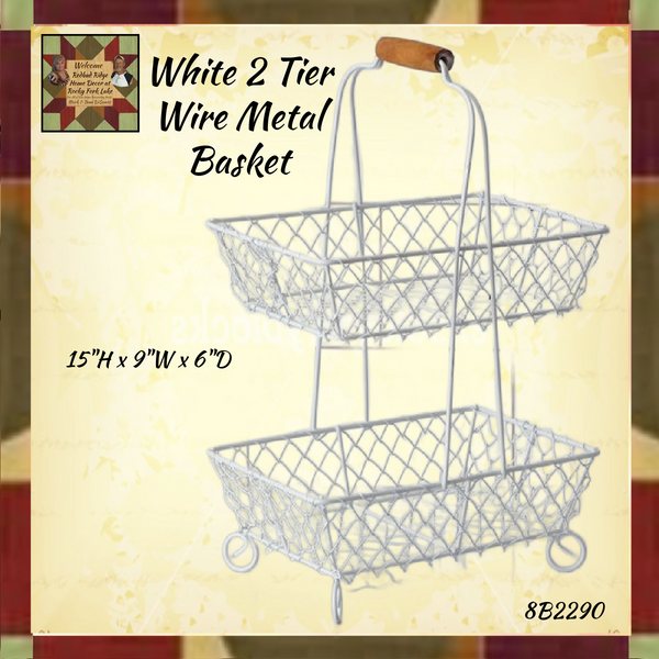 White 2 Tier Wire Basket