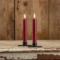 Cranberry 3D Flame Taper Candle 7.25"H