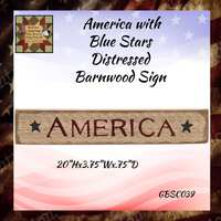 America with Blue Stars Distressed Barnwood Sign