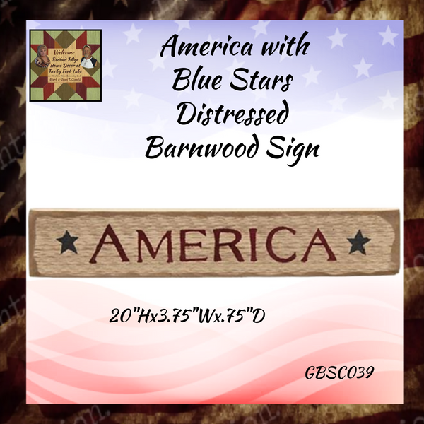 America with Blue Stars Distressed Barnwood Sign