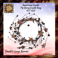 Americana Combo Pip Berry w/Stars Candle Rings Garland