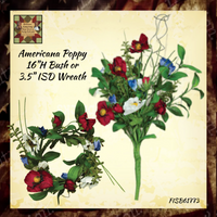 Americana Poppy Bush 16" or Wreath 3.5"ISD
