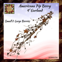 Americana Combo Pip Berry w/Stars Candle Rings Garland