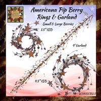 Americana Combo Pip Berry w/Stars Candle Rings Garland