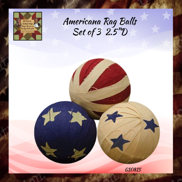 Primitive Americana Rag Balls 3/Set