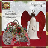 Rustic Distressed Metal Angel Bell White & Cranberry Red 10.5"H