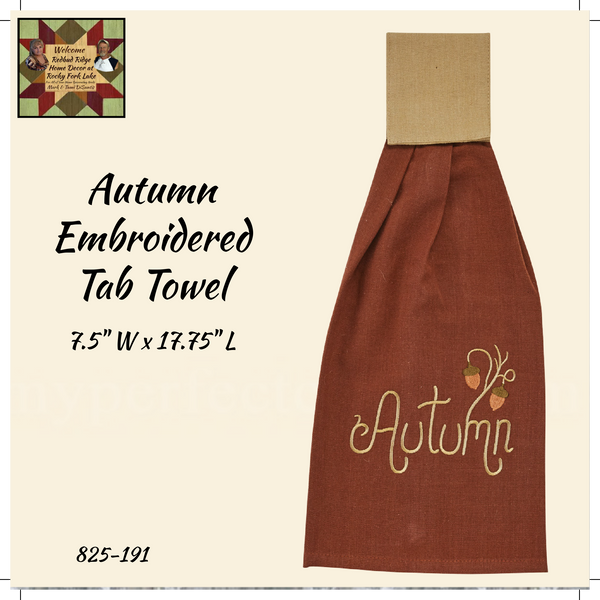 Autumn Embroidered Hand Tab Towel