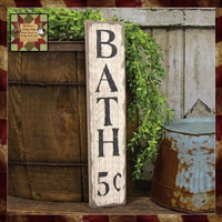 Bath 5 Cents Distressed Barnwood Sign