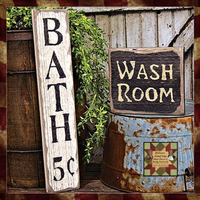 Bath 5 Cents Distressed Barnwood Sign