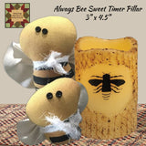 Bee Burnt Ivory LED Pillar Timer Candle 4.5"H