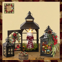Black Arched Pane Rustic Distressed Lantern