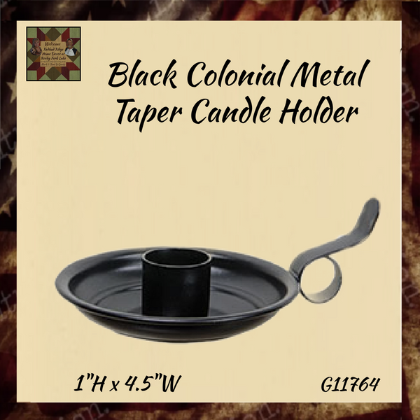Black Colonial Metal Taper Candle Holder