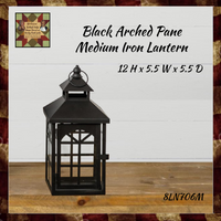 Black Arched Pane Rustic Distressed Lantern
