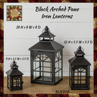 Black Arched Pane Rustic Distressed Lantern