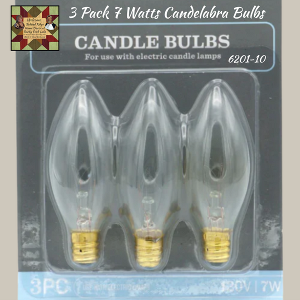 Bulbs 3 Pak Candelabra 7W