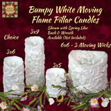 Bumpy White Realistic Moving Flame Pillar Candle Various Sizes