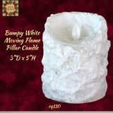 Bumpy White Realistic Moving Flame Pillar Candle Various Sizes