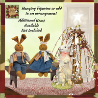 Glittered White Resin Bunnies  Arrow Replacement Hanging Figurine Sign
