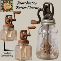 Mason Jar Rounded Reproduction Butter Churn 8.5"H