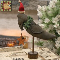 Christmas Grungy Crow Sitter 11.5"H