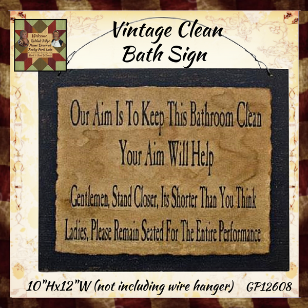 Distressed Clean Bathroom Sign