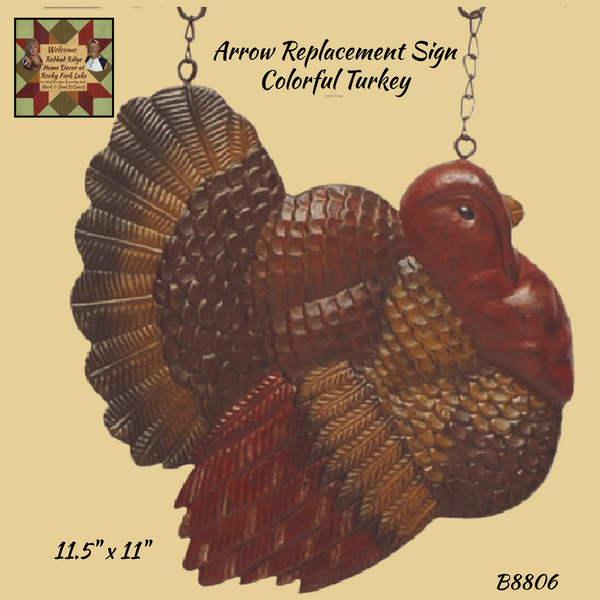 COLORFUL Hanging TURKEY Fall Thanksgiving Arrow Replacement Sign
