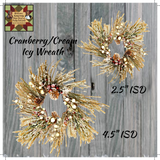 Cream & Cranberry Icy Wreath Assorted Sizes