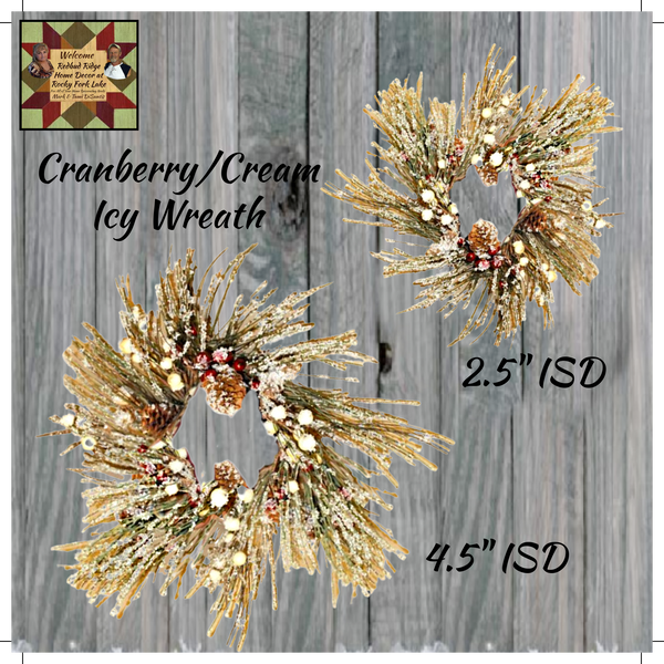 Cream & Cranberry Icy Wreath Assorted Sizes