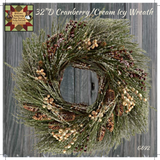 Cream & Cranberry Berry Icy, Pine Wreath 32"D