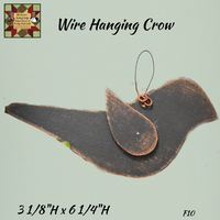 Crow Distressed Black Wire Hanging Wood