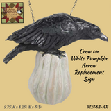 Fall Crow on White Pumpkin Arrow Replacement Hanging Sign