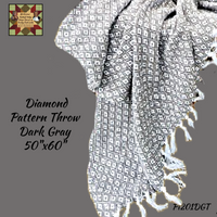 Diamond Pattern Dark Gray Woven Throw