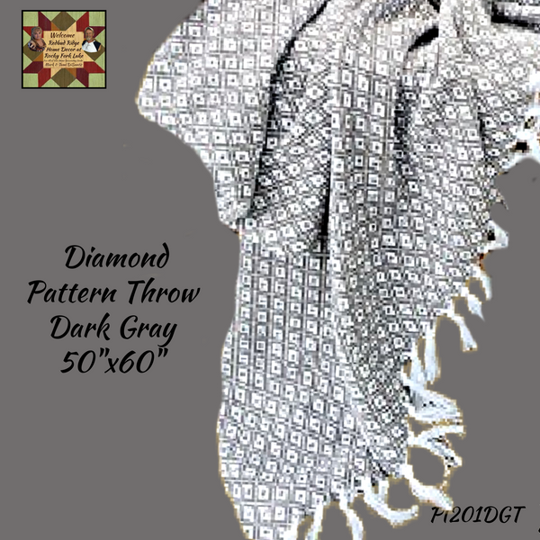 *Diamond Pattern Dark Gray Woven Throw