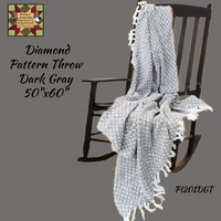 Diamond Pattern Dark Gray Woven Throw
