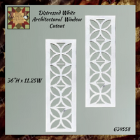Distressed White Architectural Window Cutout 36"H