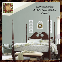 Distressed White Architectural Window Cutout 36"H