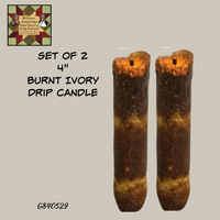 Drip Candlestick Taper Burnt Ivory  LED Timer Set of 2 ~ 2 Sizes
