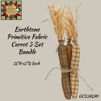 Carrots or Corn Cobs Earthtone Primitive Fabric 3 Set Bundle