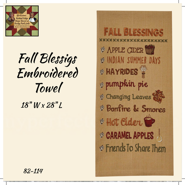 Fall Blessings Embroidered Towel