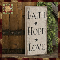 Faith Hope Love Distressed Barnwood Sign