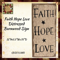 Faith Hope Love Distressed Barnwood Sign