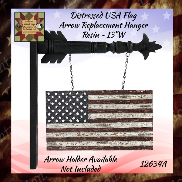 USA Flag Distressed Arrow Replacement Sign Resin 13"W