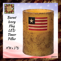 Flag Burnt Ivory Timer Pillar 4"H