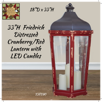 Friedrich Lantern with LED Candles 33"H