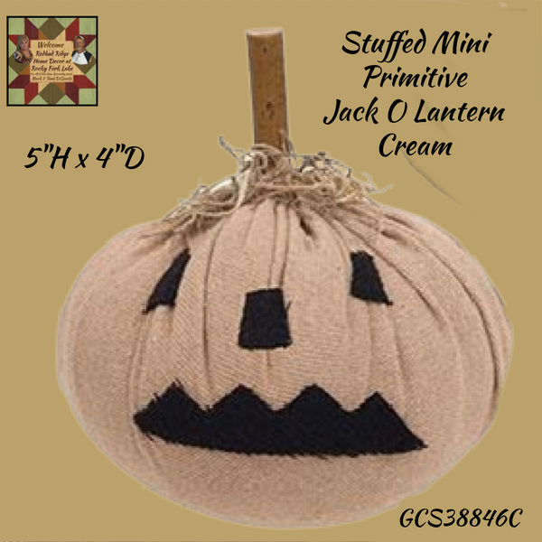 Stuffed Mini Primitive Jack O Lantern, 3 Assorted