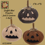 Stuffed Mini Primitive Jack O Lantern, 3 Assorted