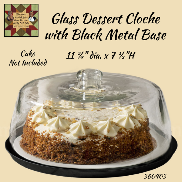 Glass Dessert Cloche with Black Base