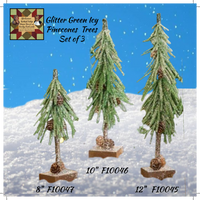 Glitter Icy Green  Christmas Icy Trees Set of 3